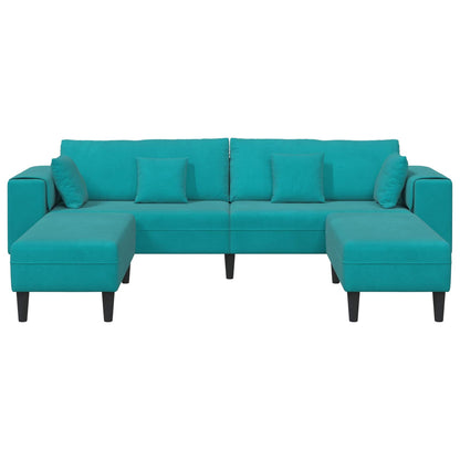 Bank 3 pcs Turquoise 250 x 188 x 76 cm Fluweel