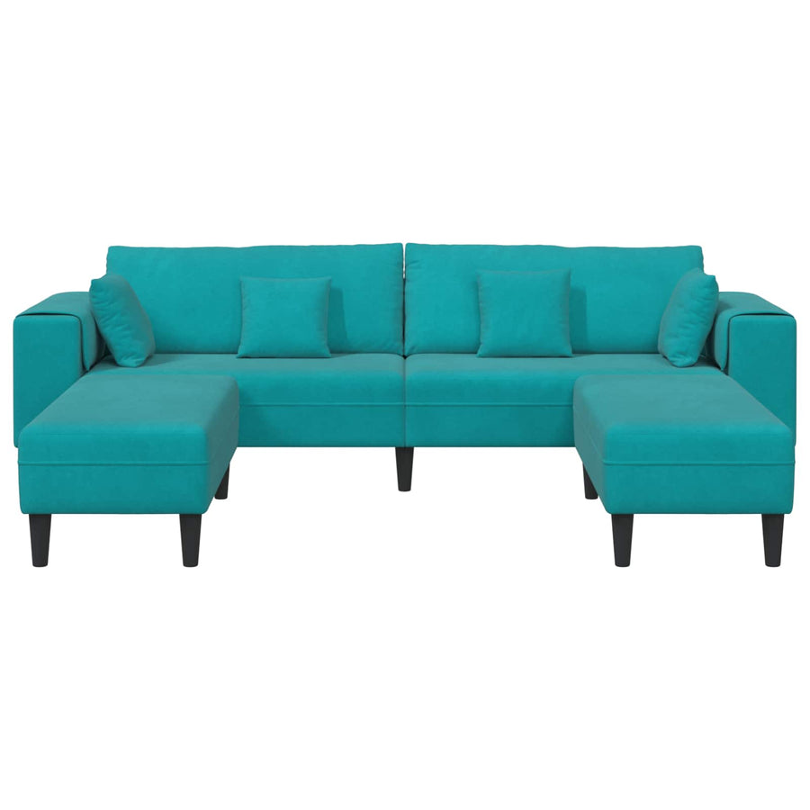 Bank 3 pcs Turquoise 250 x 188 x 76 cm Fluweel