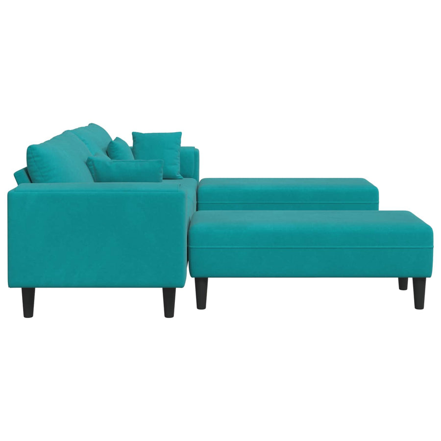 Bank 3 pcs Turquoise 250 x 188 x 76 cm Fluweel