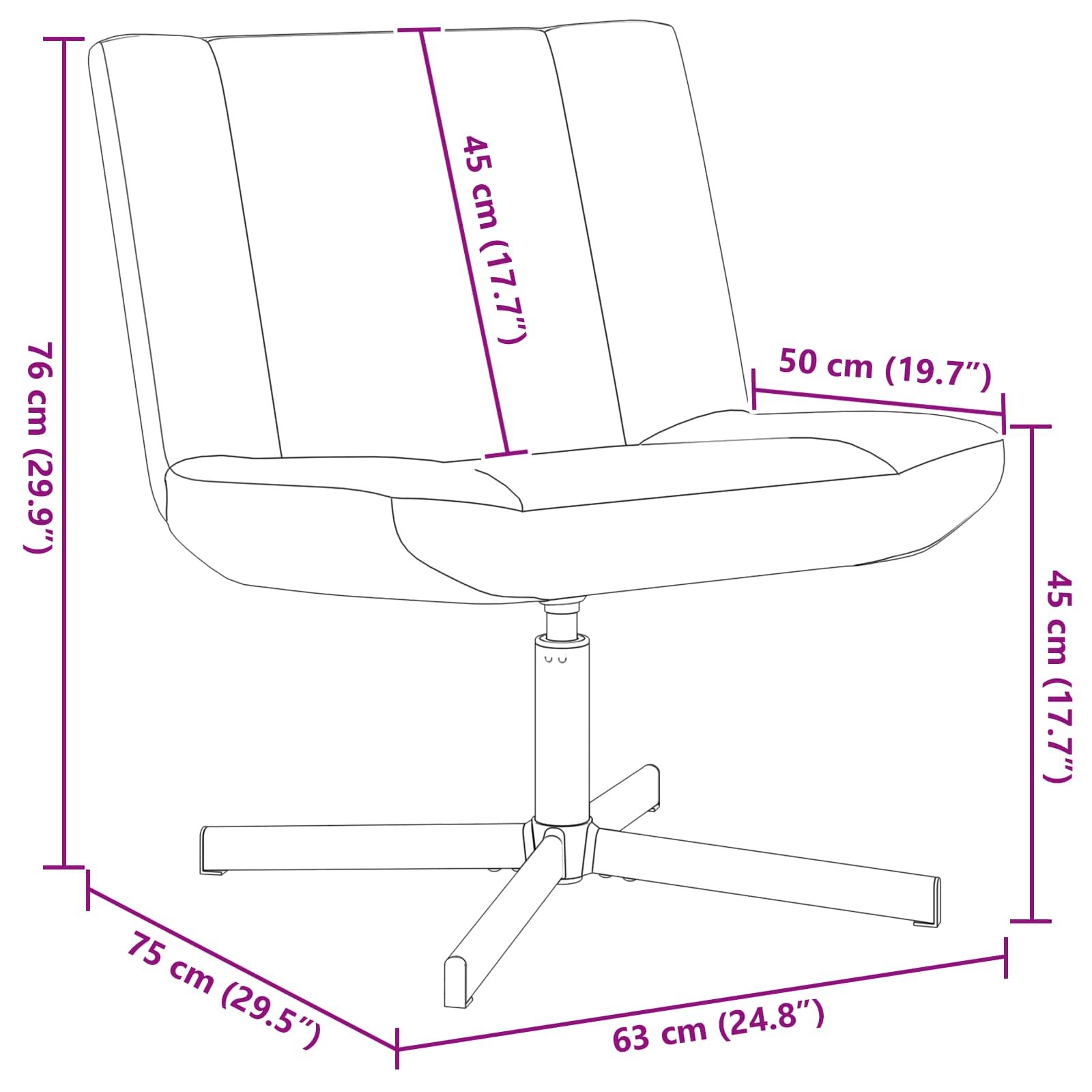 Draaistoel Zwart 63 x 75 x 76 cm Schapenvacht