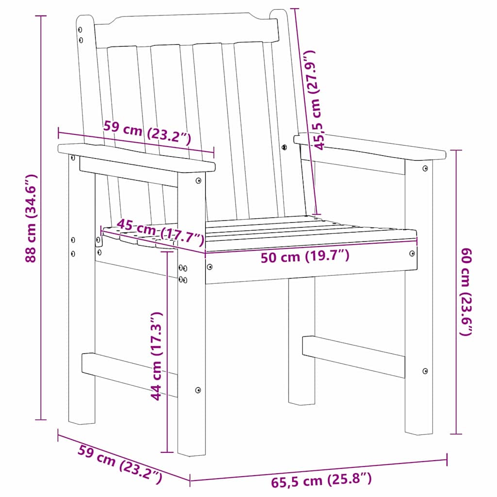 Tuinstoel 4 pcs Zwart 65.5 x 59 x 88 cm Polyetheen
