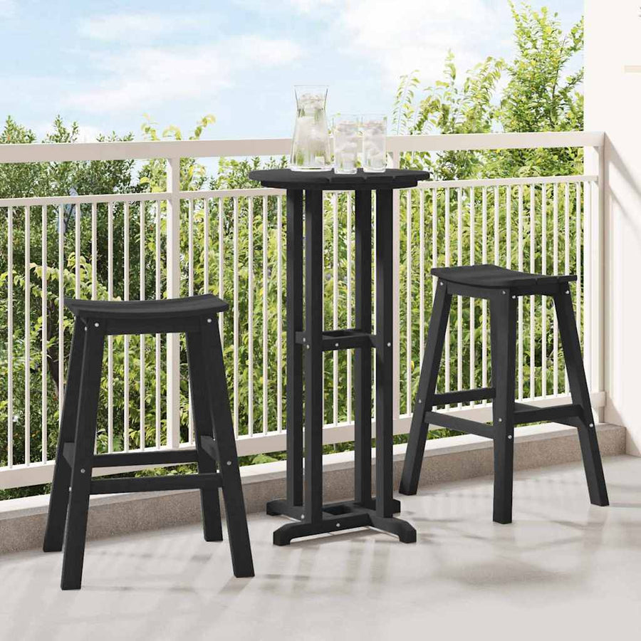 Tuin Bar Set 3 pcs Zwart HDPE