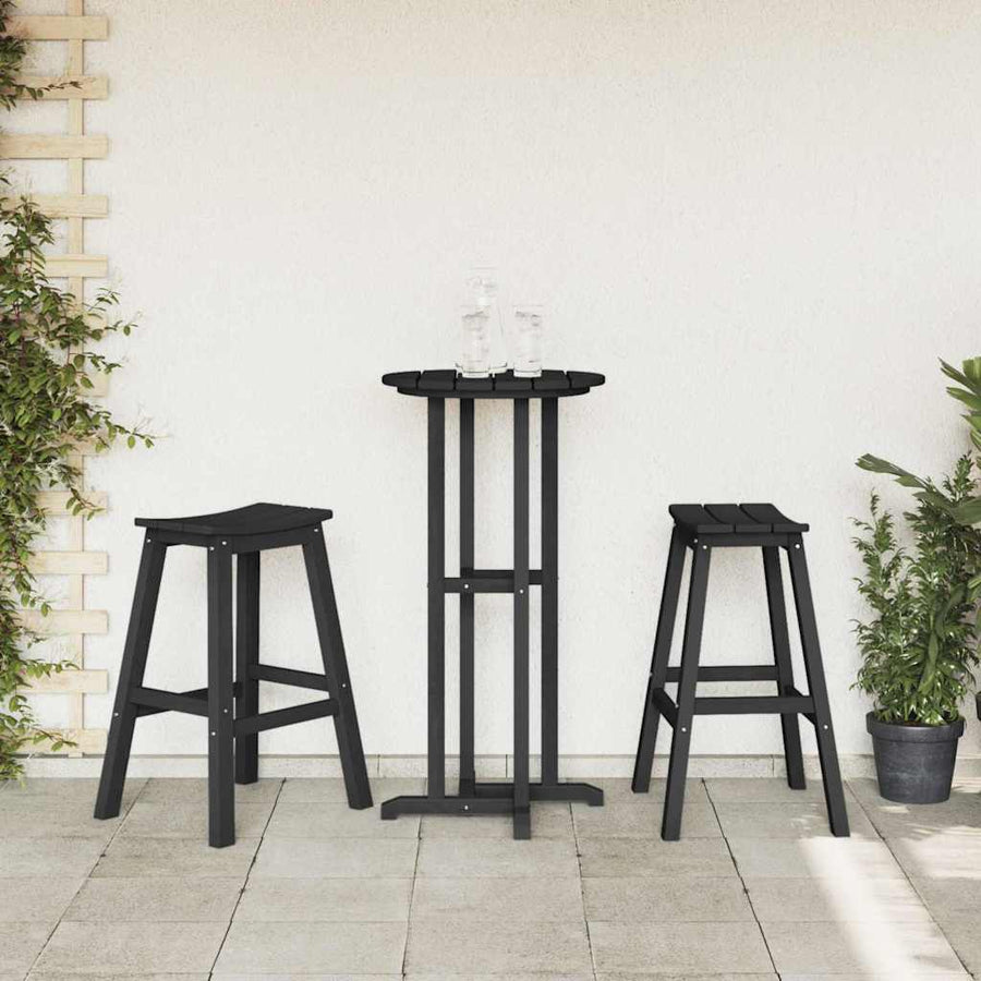 Tuin Bar Set 3 pcs Zwart HDPE