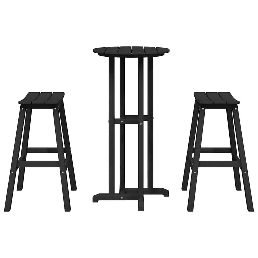 Tuin Bar Set 3 pcs Zwart HDPE