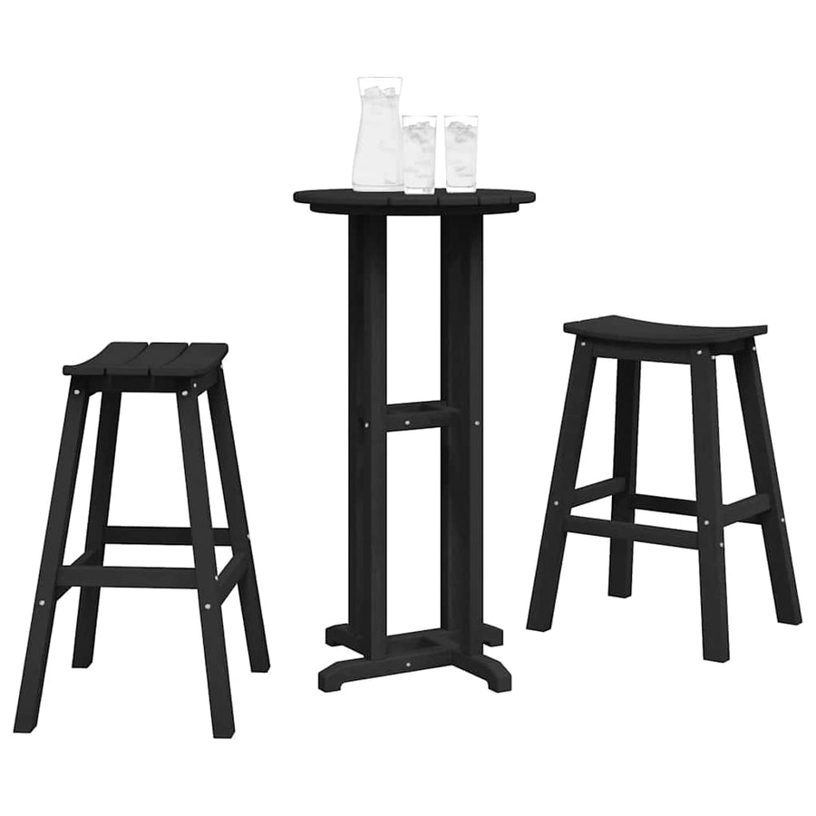 Tuin Bar Set 3 pcs Zwart HDPE