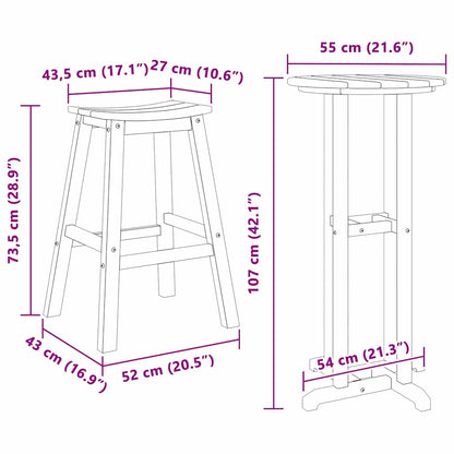 Tuin Bar Set 3 pcs Zwart HDPE