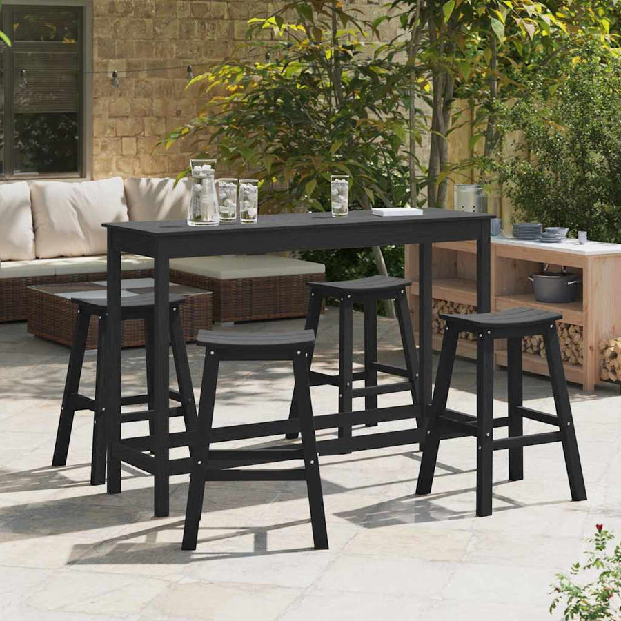 Tuin Bar Set 4 pcs Zwart HDPE