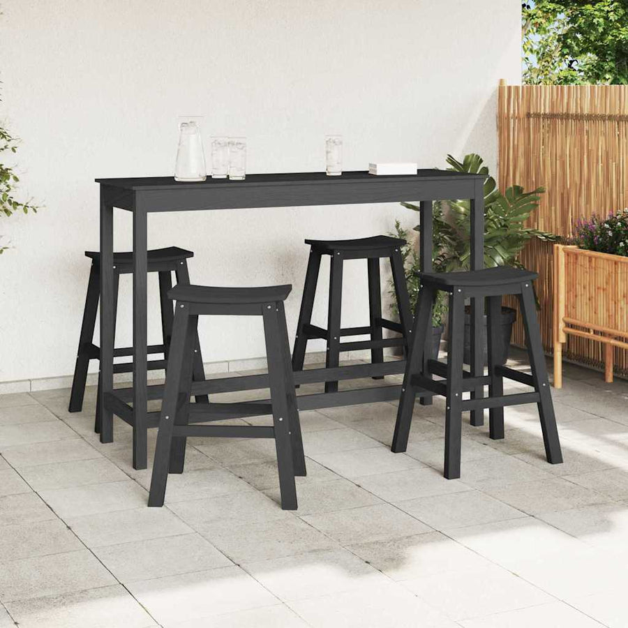 Tuin Bar Set 4 pcs Zwart HDPE