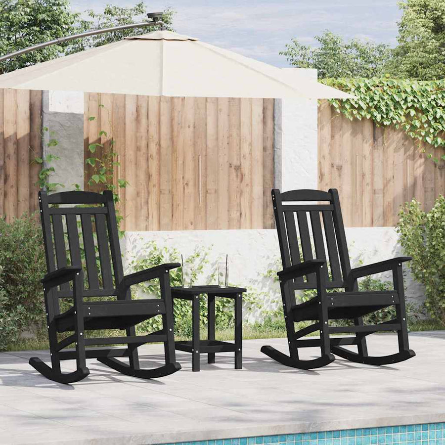 Schommelstoel 2 pcs Zwart 92 x 70 x 108 cm Polyetheen