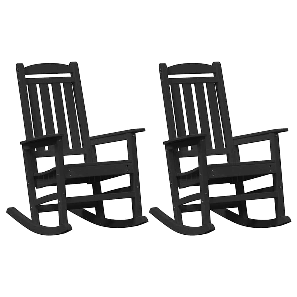Schommelstoel 2 pcs Zwart 92 x 70 x 108 cm Polyetheen