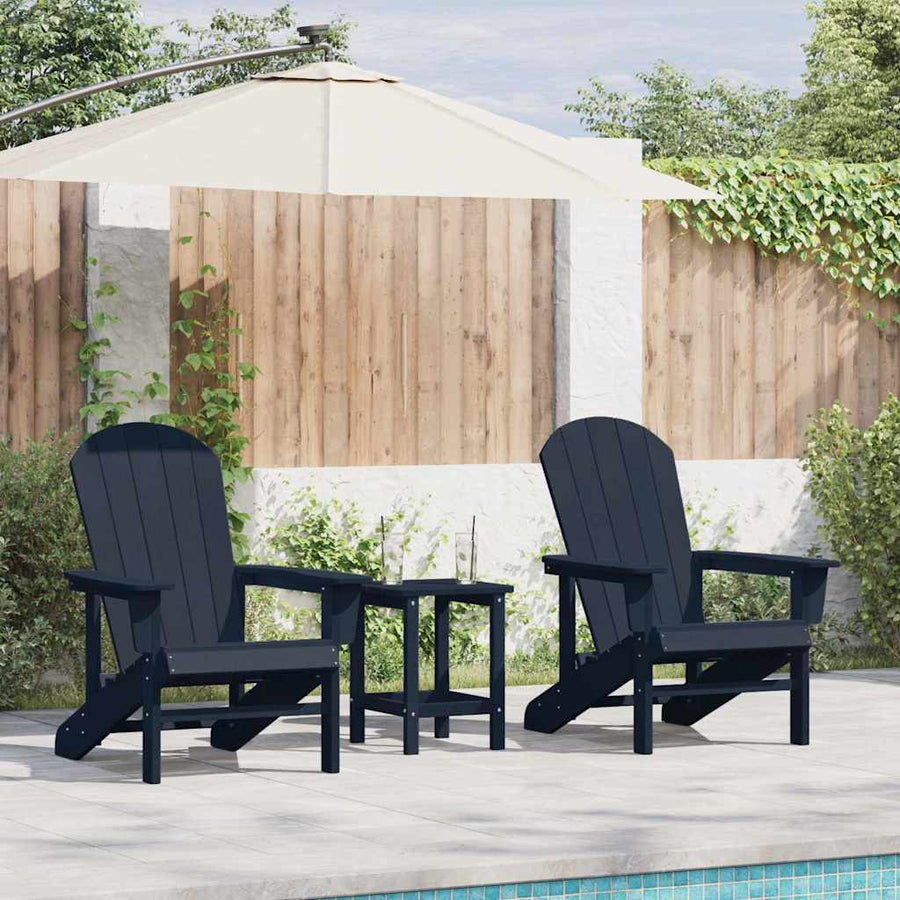 Tuinstoel 3 pcs Marineblauw Polyetheen
