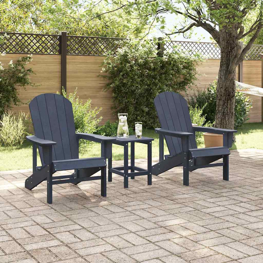 Tuinstoel 3 pcs Marineblauw Polyetheen