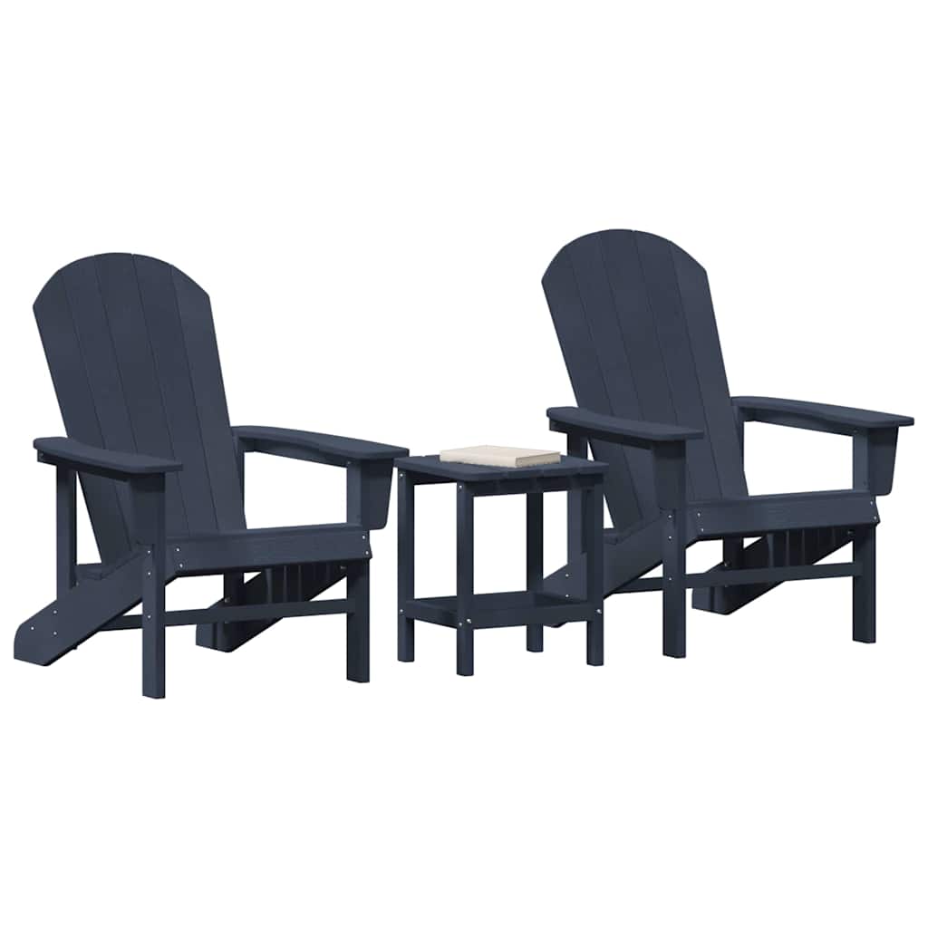 Tuinstoel 3 pcs Marineblauw Polyetheen