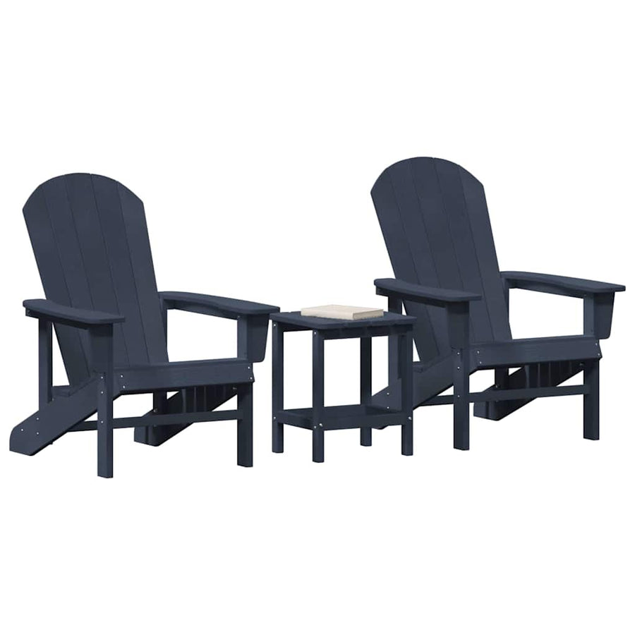 Tuinstoel 3 pcs Marineblauw Polyetheen