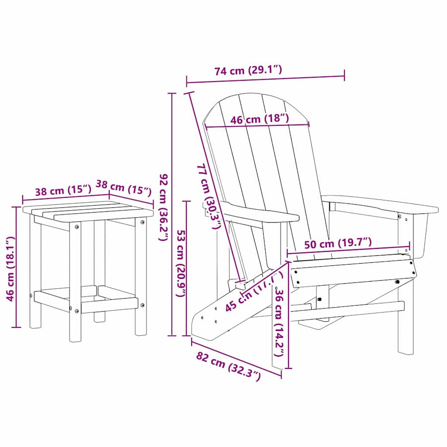 Tuin Lounge Meubels 3 Pcs 38 X 38 X 46Cm Polyetheen Lichtgrijs met tafel