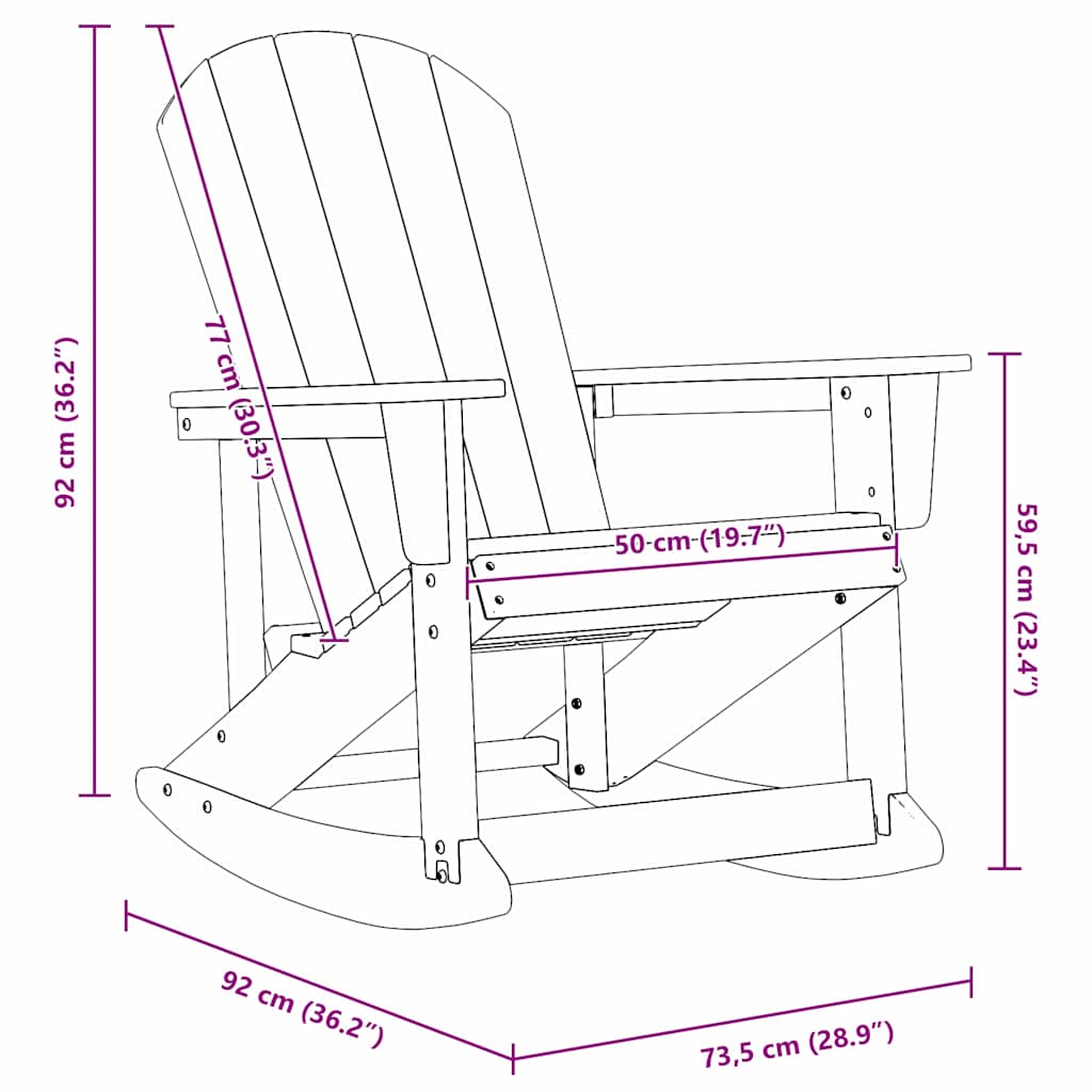 Adirondack Schommeltjes 2 pcs Wit 73.5 x 92 x 90 cm HDPE