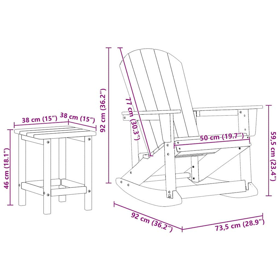 Tuin Lounge Set 3 pcs Wit Standaard 38 x 38 x 46 cm HDPE