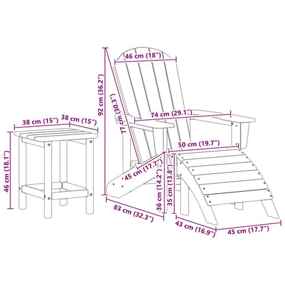 Tuinstoel 3 pcs Wit Polyetheen