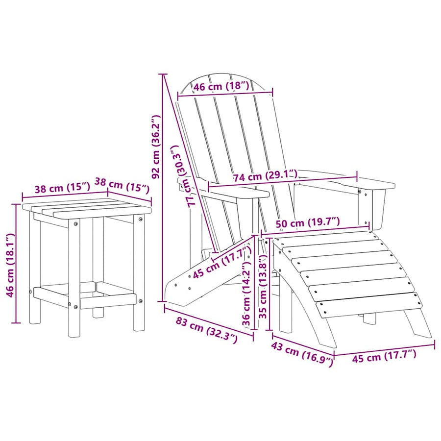 Tuin Lounge Meubels 3 Pcs 38 X 38 X 46Cm Kunststof Lichtgrijs