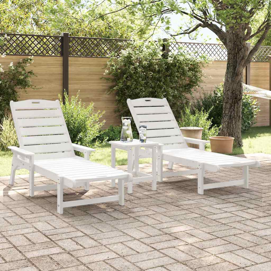 Ligstoel 2 pcs Wit 195,5 x 53 x 98,5 cm Polyetheen