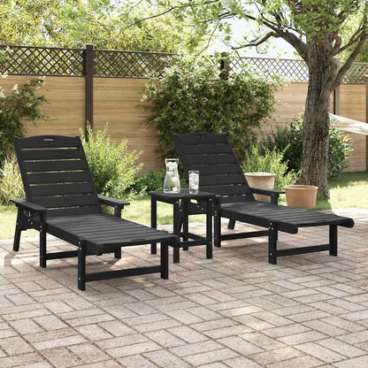 Ligstoel 2 pcs Zwart 195,5 x 53 x 98,5 cm Polyetheen
