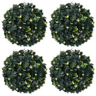 Kunstbuxusballen 4 st 12 cm groen met LED