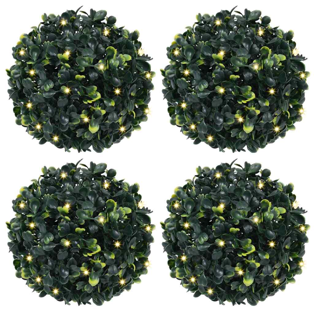 Kunstbuxusballen met LED-verlichting 4 st 12 cm groen