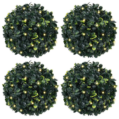 Kunstbuxusballen met LED-verlichting 4 st 12 cm groen