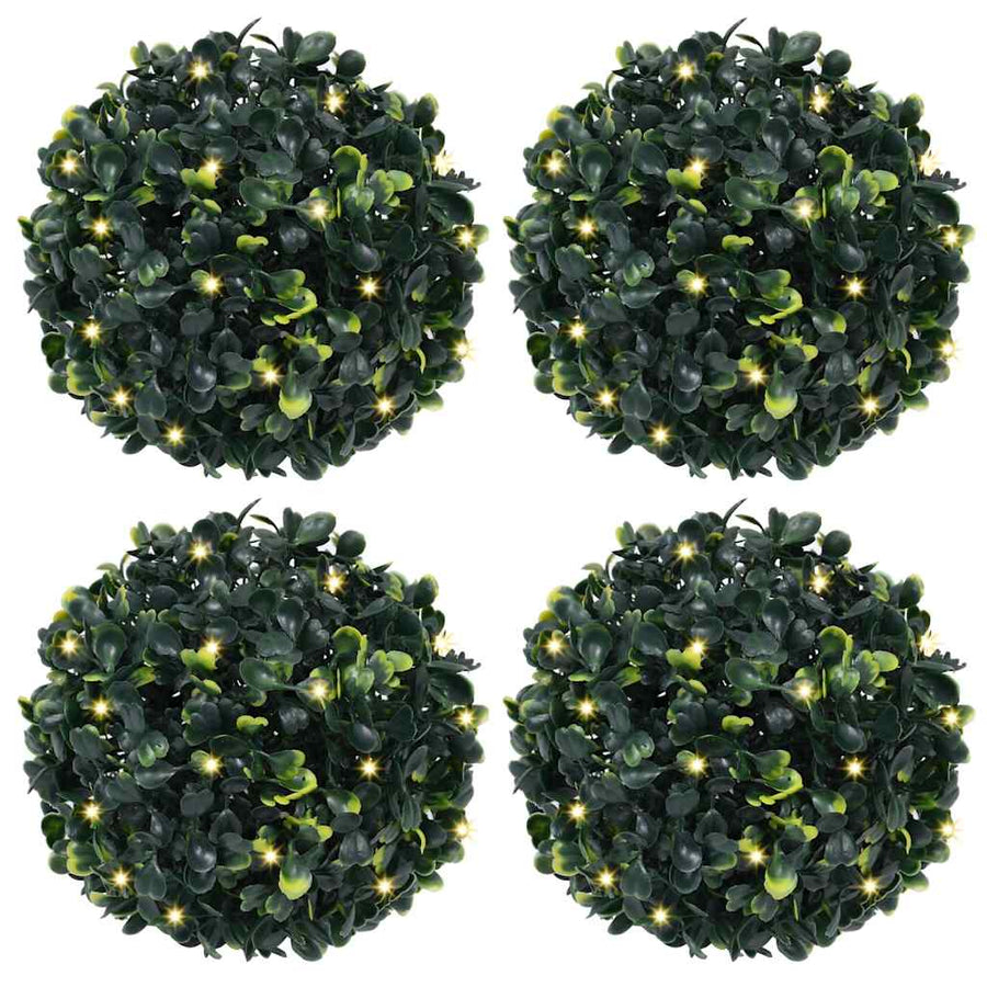 Kunstbuxusballen met LED-verlichting 4 st 12 cm groen