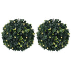 Artificial Boxwood Balls with LED Lights 2 pcs 22 cm Green
