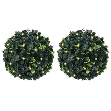 Kunstbuxusballen met LED-verlichting 2 st 22 cm groen
