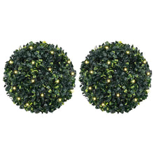 Kunstbuxusballen met LED-verlichting 2 st 45 cm groen