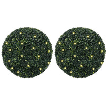 Kunstbuxusballen met LED-verlichting 2 st 52 cm groen