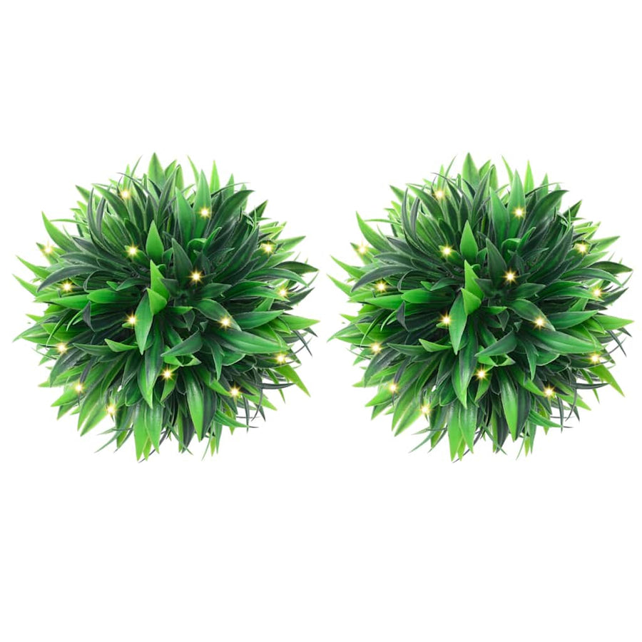 Kunstbuxusballen met LED-verlichting 4 st 15 cm groen