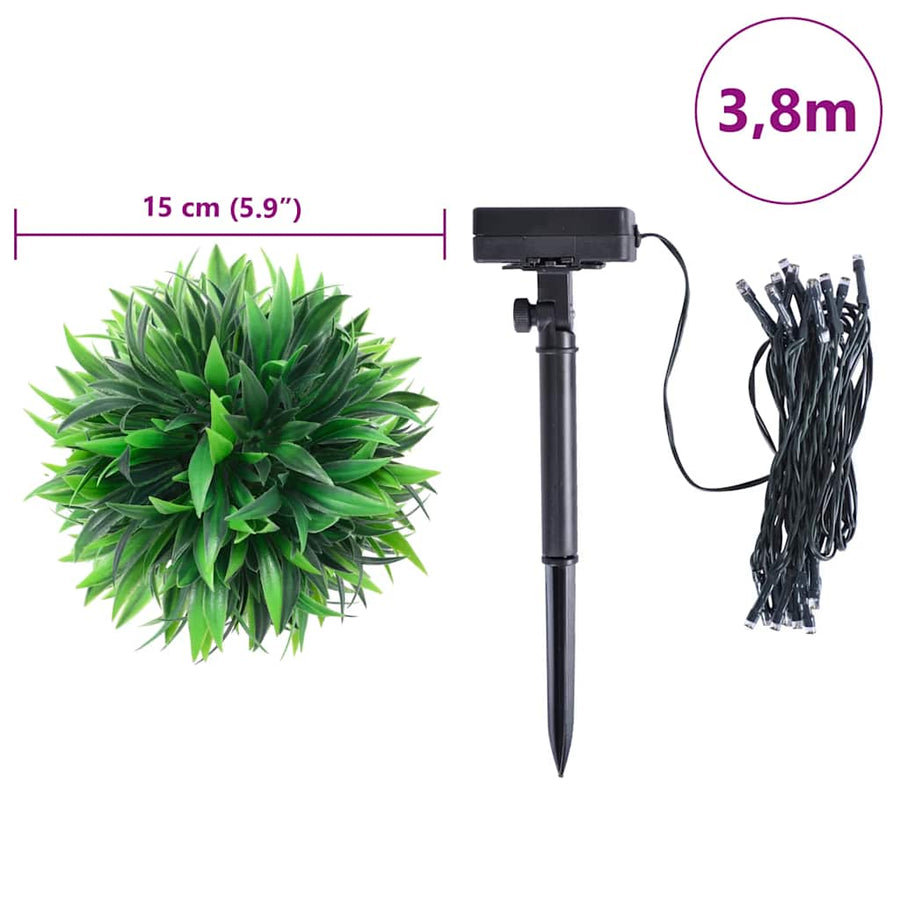 Kunstbuxusballen met LED-verlichting 4 st 15 cm groen