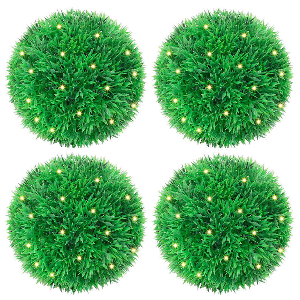 Kunstbuxusballen met LED-verlichting 4 st 12 cm groen