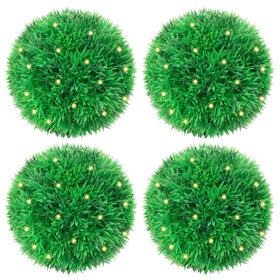 Kunstbuxusballen met LED-verlichting 4 st 12 cm groen