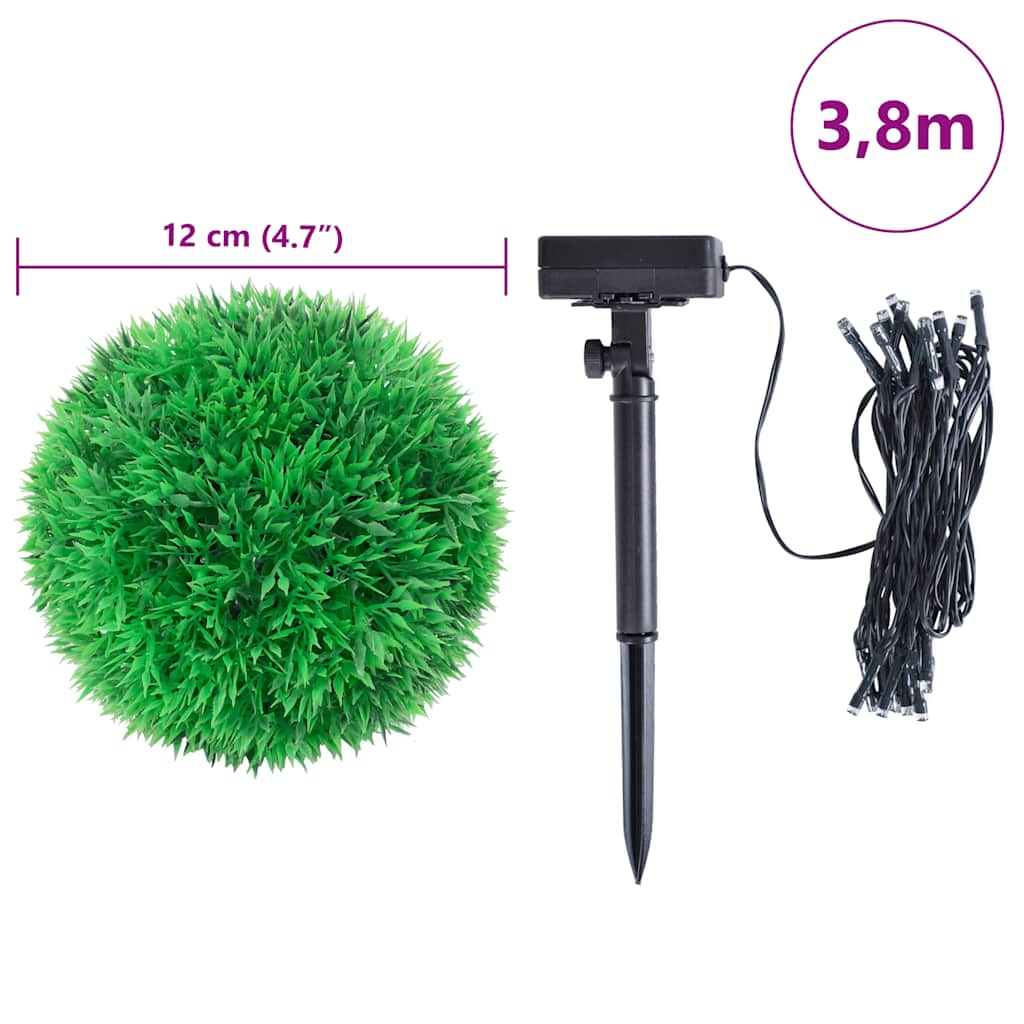 Kunstbuxusballen met LED-verlichting 4 st 12 cm groen