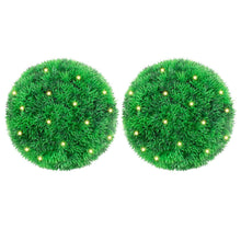 Kunstbuxusballen met LED-verlichting 2 st 22 cm groen