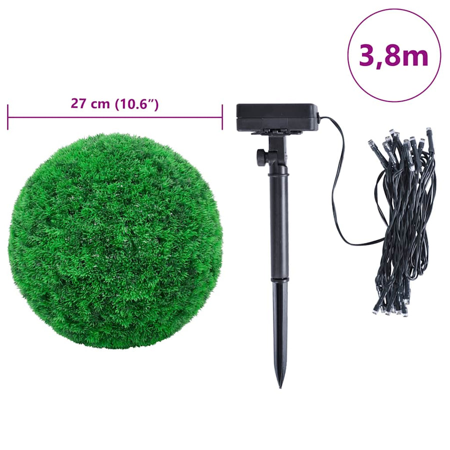 Kunstbuxusballen met LED-verlichting 2 st 27 cm groen