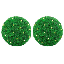 Kunstbuxusballen met LED-verlichting 2 st 35 cm groen