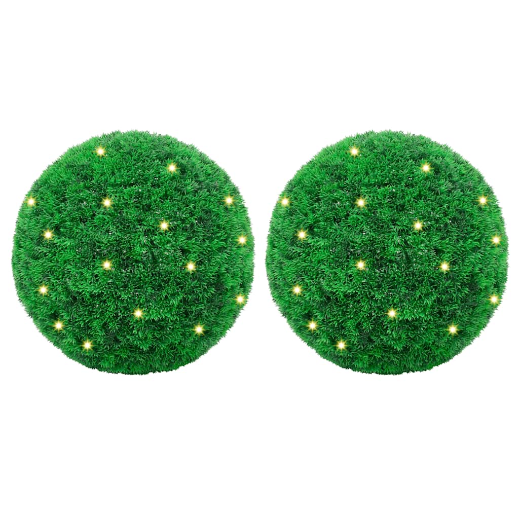 Kunstbuxusballen met LED-verlichting 2 st 52 cm groen