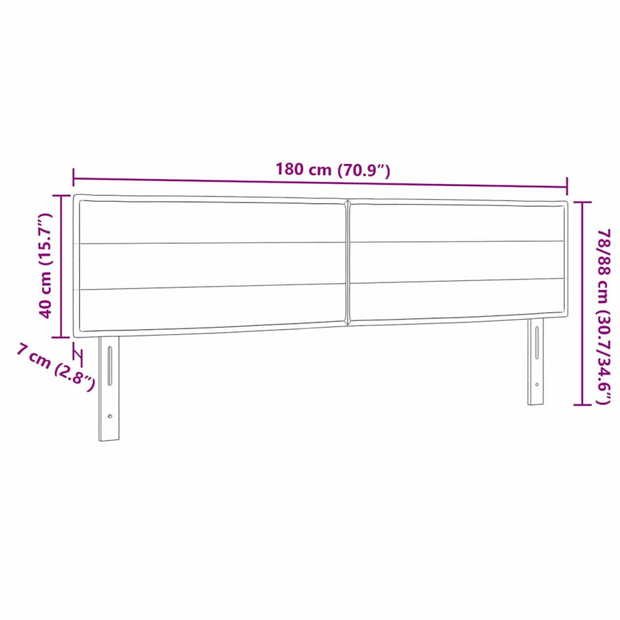 Hoofdbord met strepen 180 cm stof taupe
