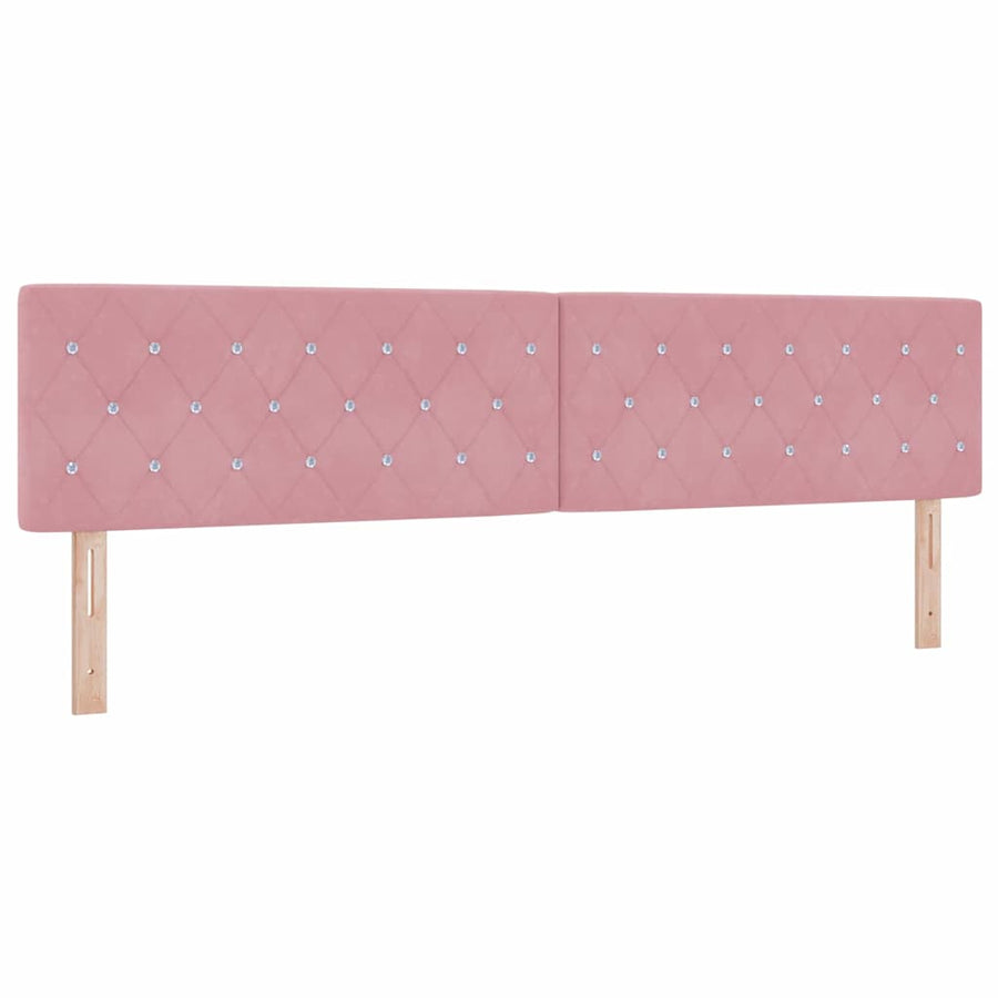 Fluwelen Hoofdbord Geruit met hoofdeinde Roze 200 cm Fluweel