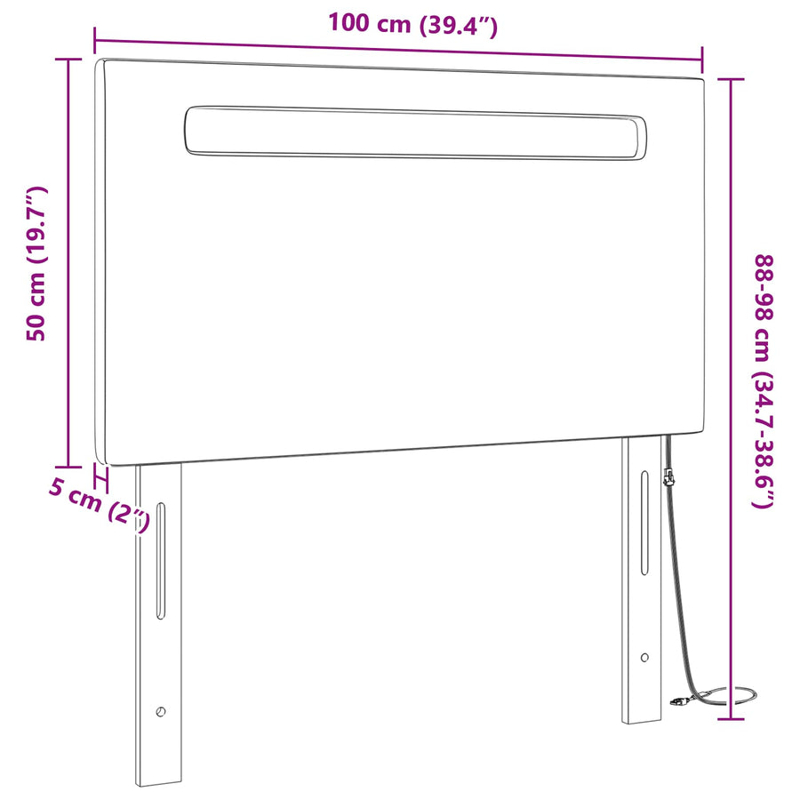 LED Hoofdbord Grijs 100 cm Nep Leer