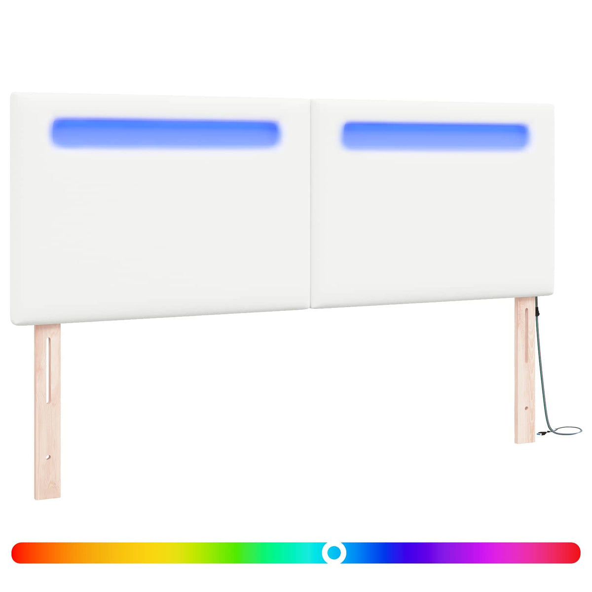 LED Hoofdbord Wit 144 cm Nep Leer