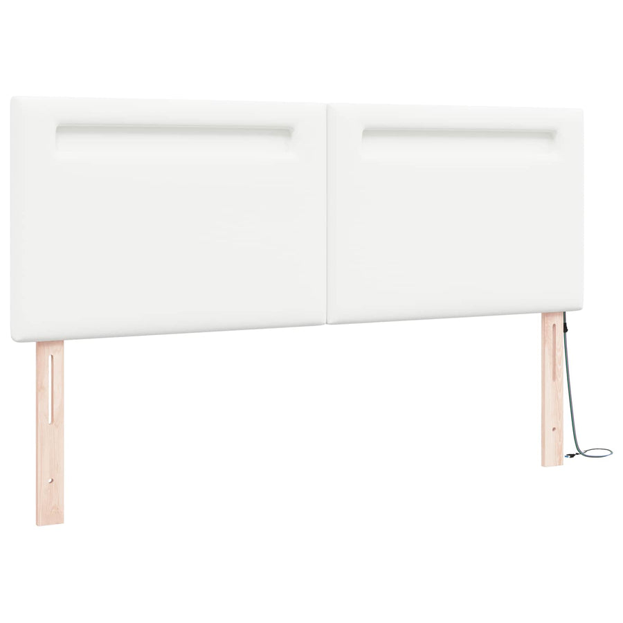 LED Hoofdbord Wit 144 cm Nep Leer