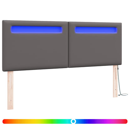 LED Hoofdbord Grijs 144 cm Nep Leer