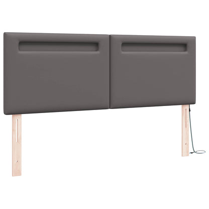 LED Hoofdbord Grijs 144 cm Nep Leer