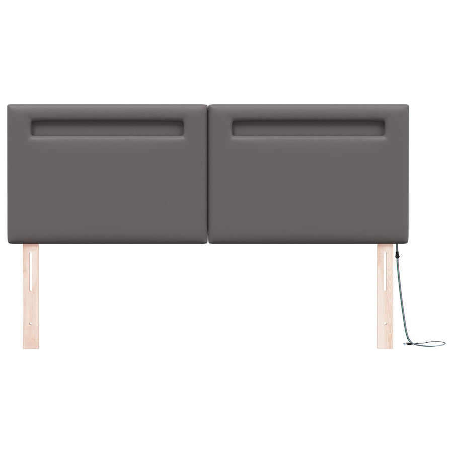 LED Hoofdbord Grijs 144 cm Nep Leer